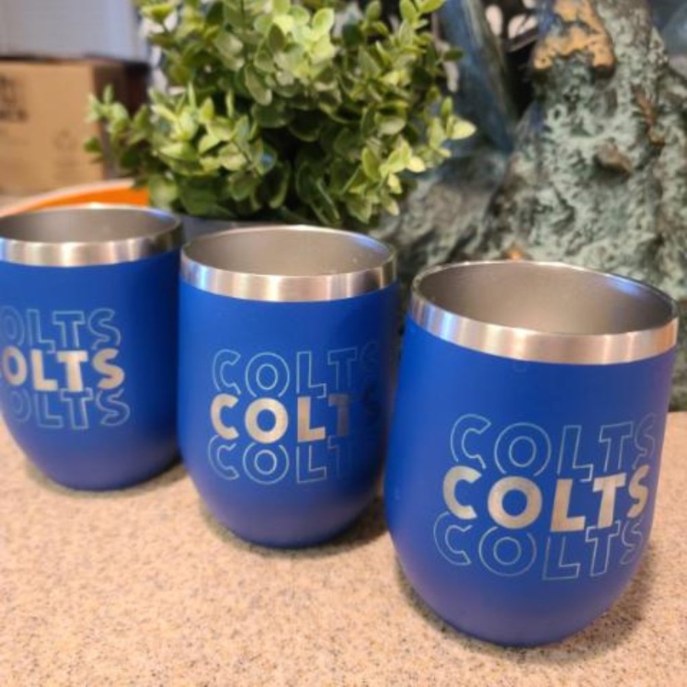 Laser Engraved/Etched Tumbler 12 oz./wine/ stainless steel cup-Name or Year